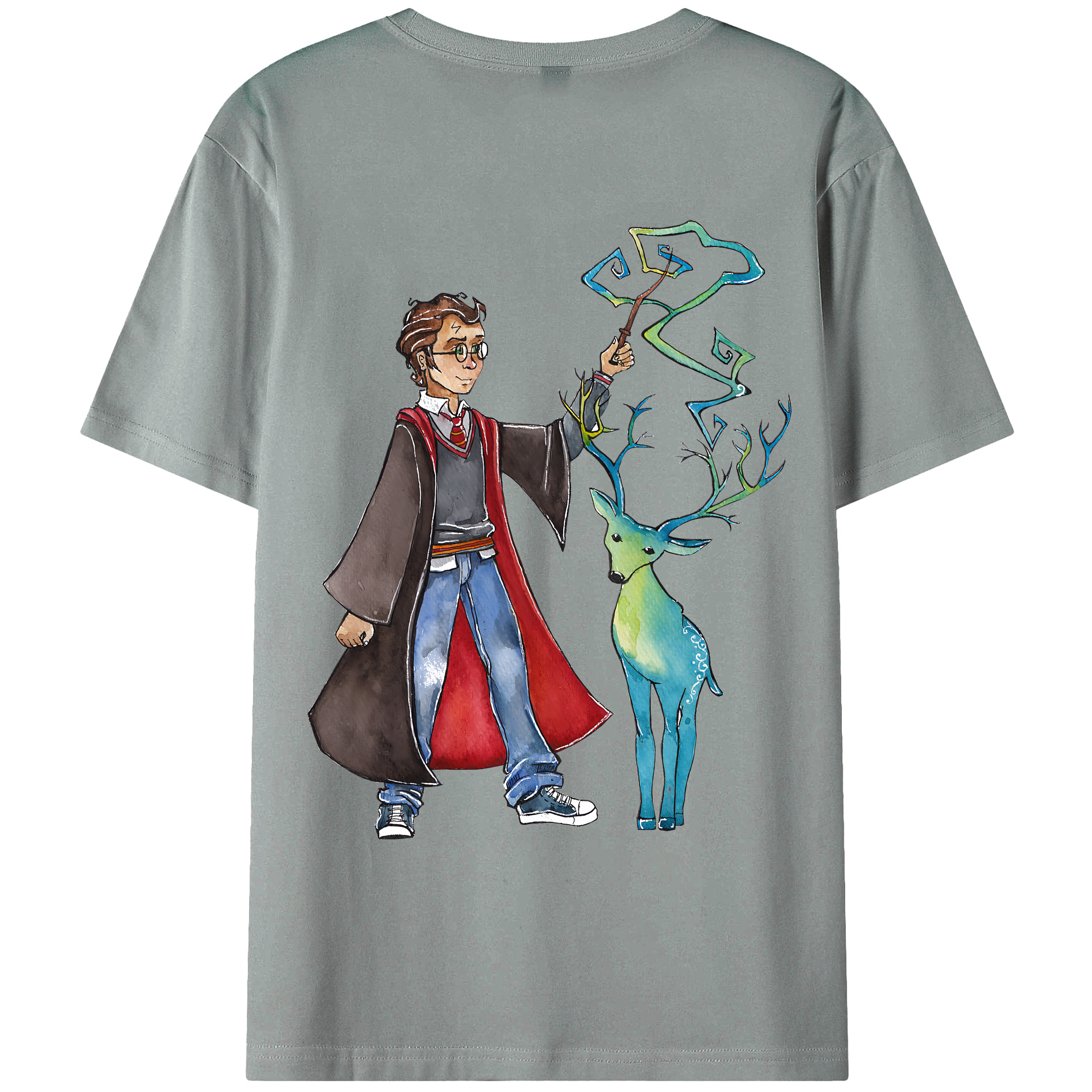 （画像用） Harry Potter ハリー・ポッターシリーズ 綿100％ メンズ半袖Tシャツ（バックプリント） 通気性